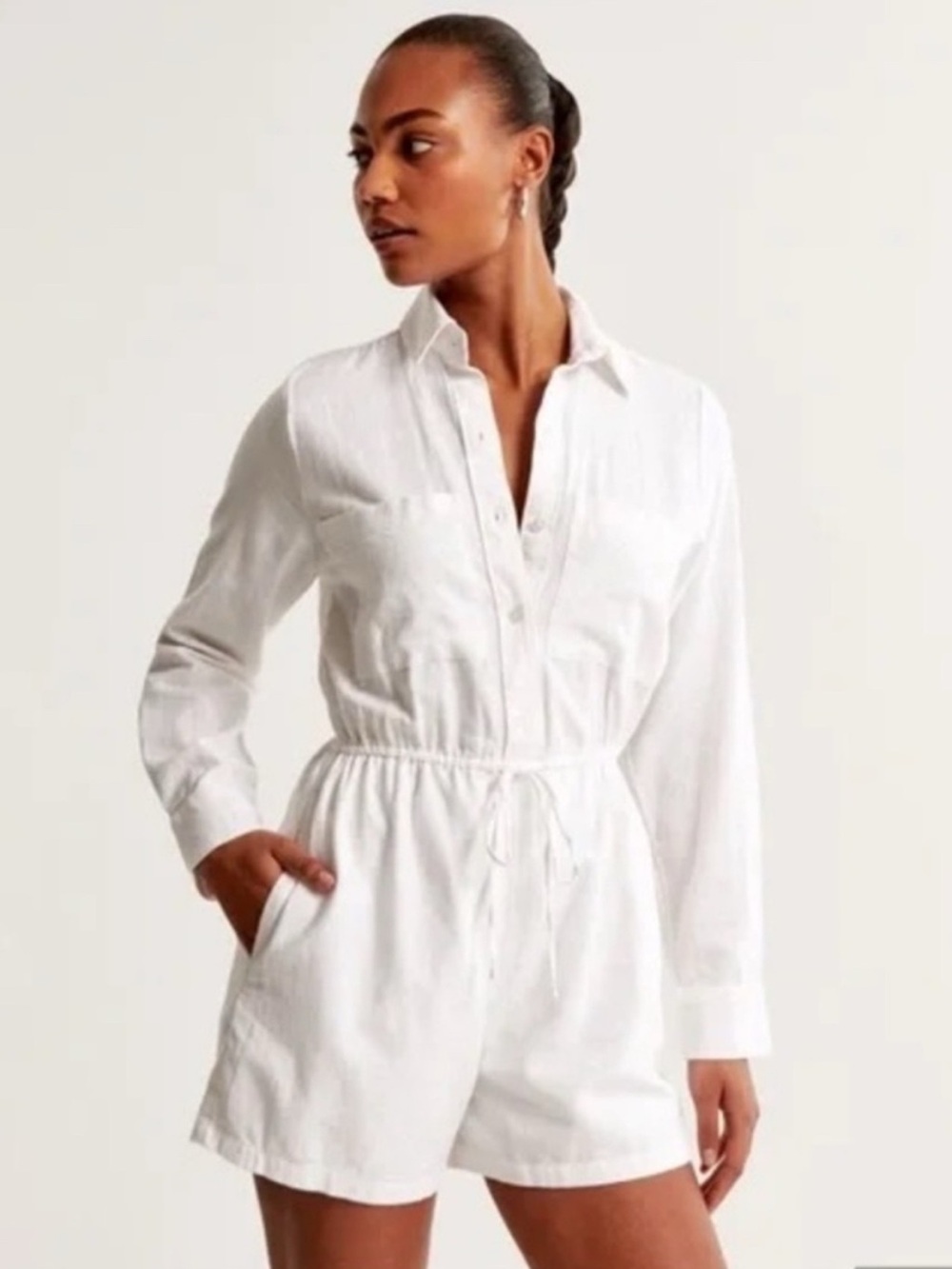 Abercrombie Women's Linen-Blend Easy Waist Romper SP